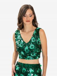 P.A.R.O.S.H. Top corto paillettes Verde