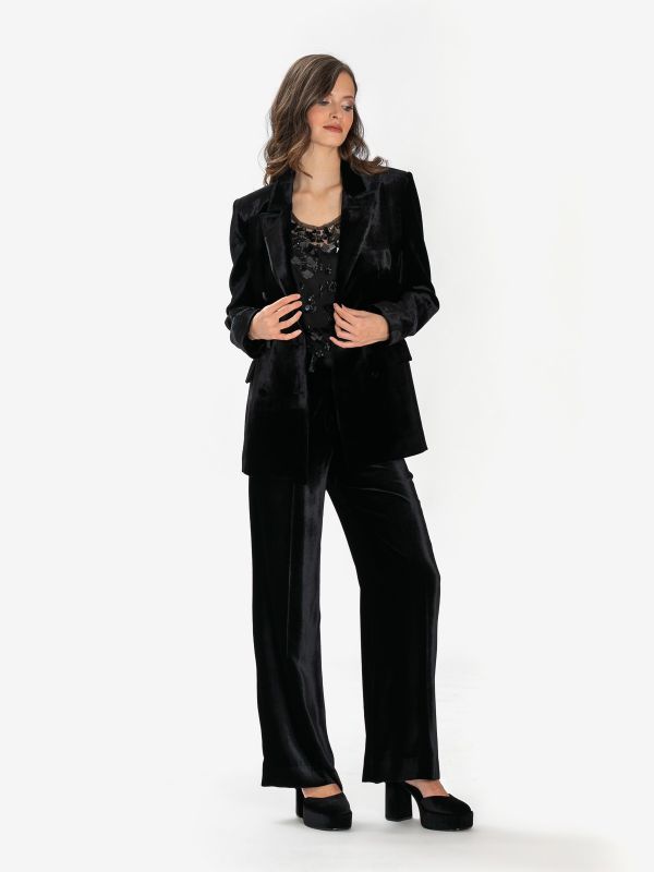 P.A.R.O.S.H. Pantalone largo velluto Nero