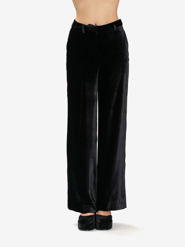 P.A.R.O.S.H. Pantalone largo velluto Nero