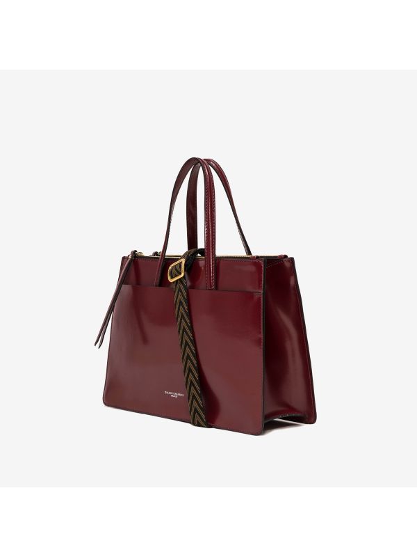 GIANNI CHIARINI "Empire" shopping due manici pelle liscia Bordeaux