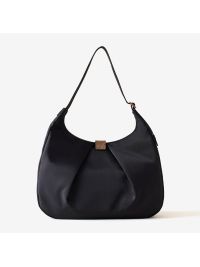 BORBONESE Hobo bag tessuto nero con fibbia oro
