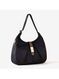 BORBONESE Hobo bag tessuto nero con fibbia oro