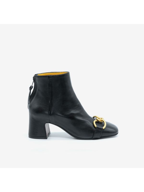 MARA BINI Stivaletto tacco 50 pelle + morsetto oro Nero MARA BINI Stivaletto tacco 50 pelle + morsetto oro Nero