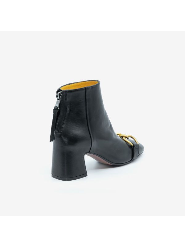 MARA BINI Stivaletto tacco 50 pelle + morsetto oro Nero MARA BINI Stivaletto tacco 50 pelle + morsetto oro Nero