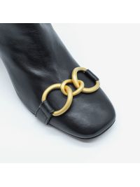 MARA BINI Stivaletto tacco 50 pelle + morsetto oro Nero