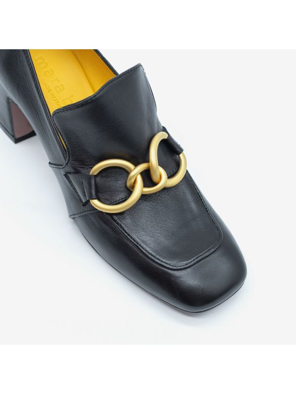 MARA BINI Mocassino pelle + morsetto tacco 50 Nero MARA BINI Mocassino pelle + morsetto tacco 50 Nero