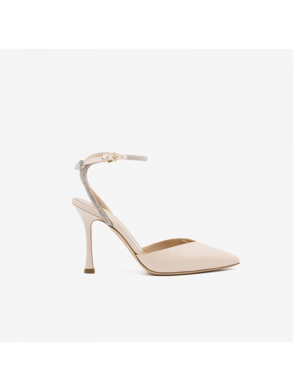 NINALILOU Slingback pelle con fiocchetto strass Cipria NINALILOU Slingback pelle con fiocchetto strass Cipria