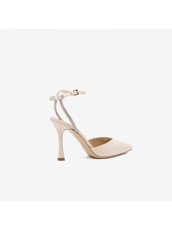 NINALILOU Slingback pelle con fiocchetto strass Cipria NINALILOU Slingback pelle con fiocchetto strass Cipria