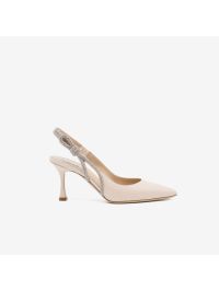 NINALILOU Chanel tacco 70 pelle con cinturino fiocco strass Cipria