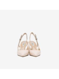 NINALILOU Chanel tacco 70 pelle con cinturino fiocco strass Cipria