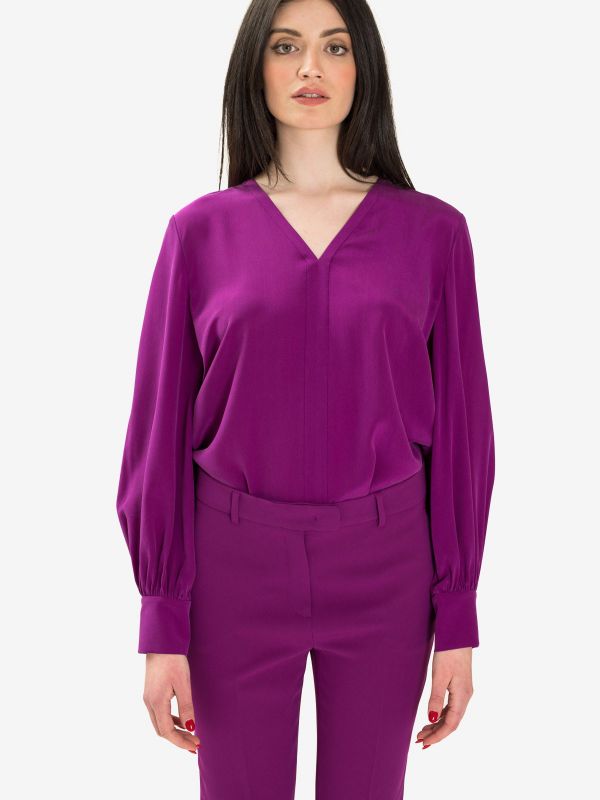 MAX MARA STUDIO Blusa m/l scollo a v seta Bouganville