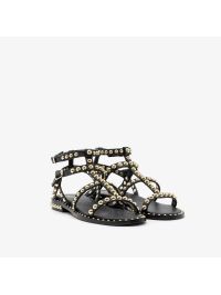 A.S.H. Sandalo pelle con borchie tonde oro Nero