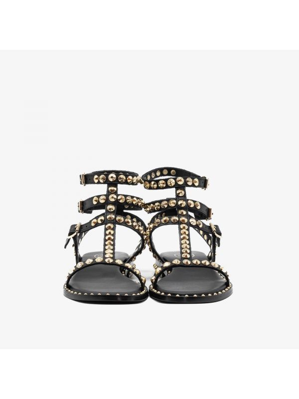 A.S.H. Sandalo pelle con borchie 3 cinturini Nero