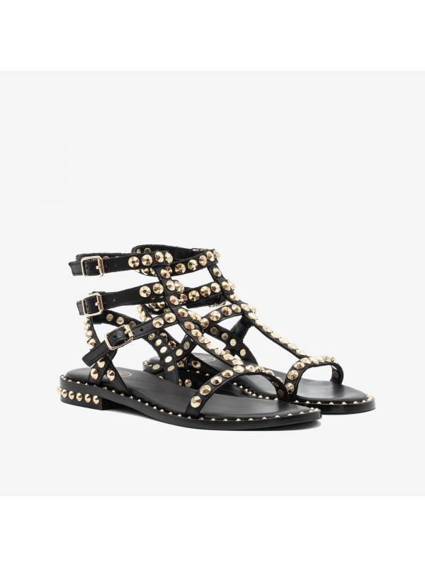 A.S.H. Sandalo pelle con borchie 3 cinturini Nero