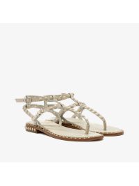 A.S.H. Sandalo infradito pelle con borchie Panna