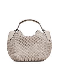 GIANNI CHIARINI Alicudi: borsa grande raffia + pelle perla 