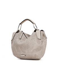 GIANNI CHIARINI Alicudi: borsa grande raffia + pelle perla 