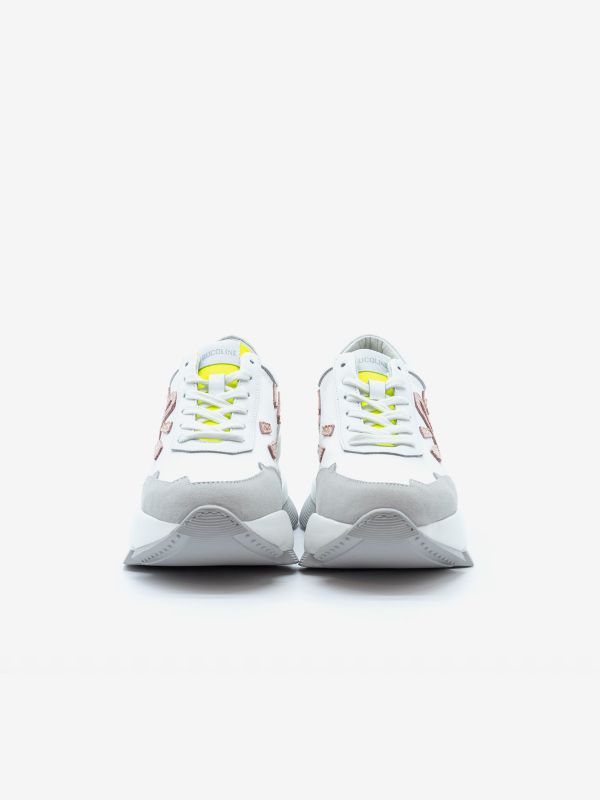 RUCOLINE Sneaker pelle con riporti rosa/giallo fluo RUCOLINE Sneaker pelle con riporti rosa/giallo fluo