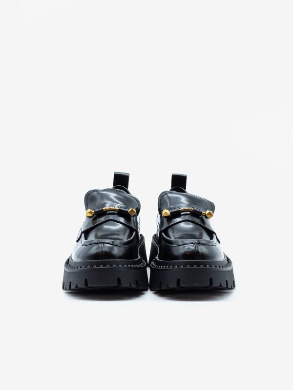 A.S.H. Mocassino pelle fondo gomma accessorio gold Nero A.S.H. Mocassino pelle fondo gomma accessorio gold Nero