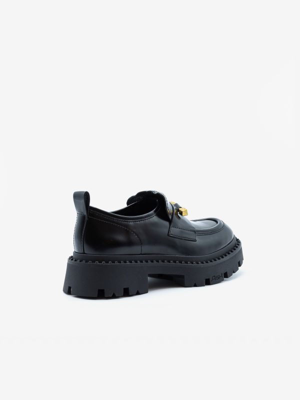 A.S.H. Mocassino pelle fondo gomma accessorio gold Nero A.S.H. Mocassino pelle fondo gomma accessorio gold Nero