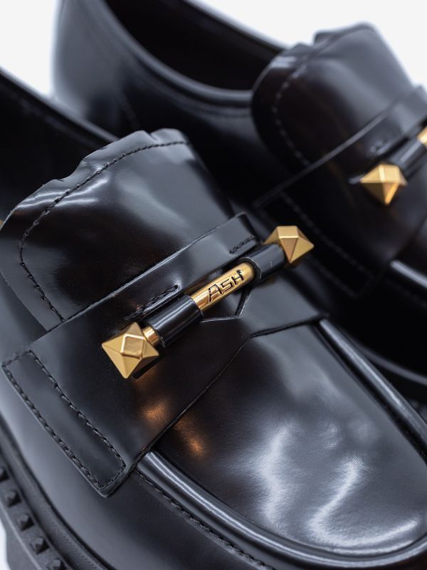 A.S.H. Mocassino pelle fondo gomma accessorio gold Nero A.S.H. Mocassino pelle fondo gomma accessorio gold Nero
