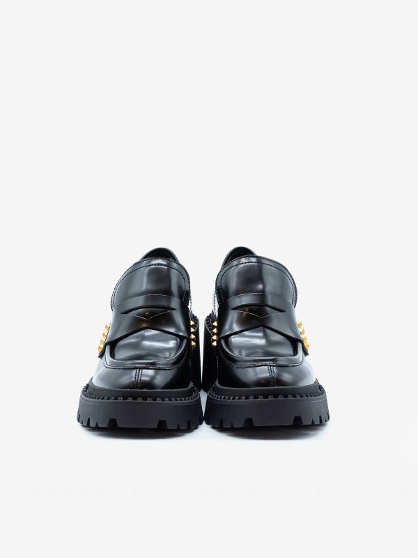 A.S.H. Mocassino pelle con borchie oro tc 6 cm Nero A.S.H. Mocassino pelle con borchie oro tc 6 cm Nero