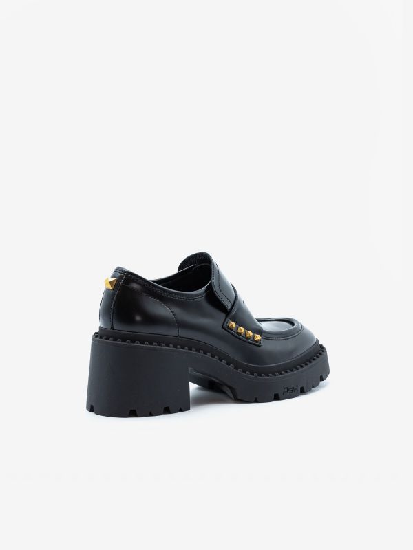 A.S.H. Mocassino pelle con borchie oro tc 6 cm Nero A.S.H. Mocassino pelle con borchie oro tc 6 cm Nero
