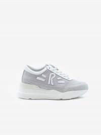 RUCOLINE Sneaker pelle con inserti argento fondo gomma 5 cm Grigio