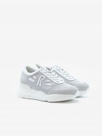 RUCOLINE Sneaker pelle con inserti argento fondo gomma 5 cm Grigio