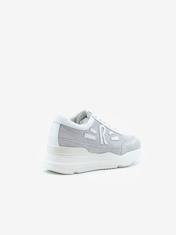 RUCOLINE Sneaker pelle con inserti argento fondo gomma 5 cm Grigio RUCOLINE Sneaker pelle con inserti argento fondo gomma 5 cm Grigio
