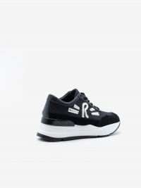 RUCOLINE Sneaker pelle con inserti argento fondo gomma 5 cm Nero