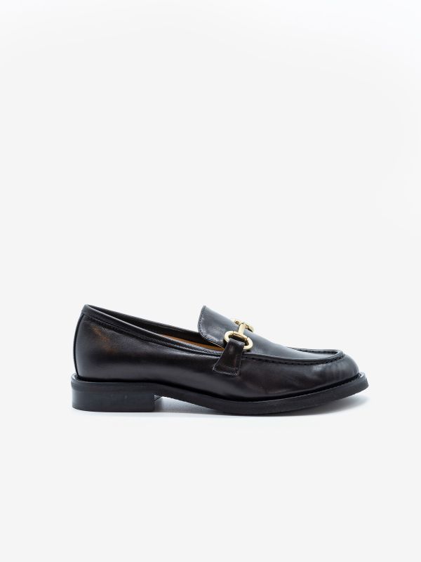 FRANCO RUSSO Mocassino con morsetto pelle Nero FRANCO RUSSO Mocassino con morsetto pelle Nero