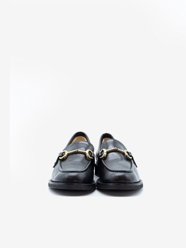 FRANCO RUSSO Mocassino con morsetto pelle Nero FRANCO RUSSO Mocassino con morsetto pelle Nero