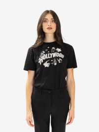 P.A.R.O.S.H. T-shirt m/c con strass argento Nero