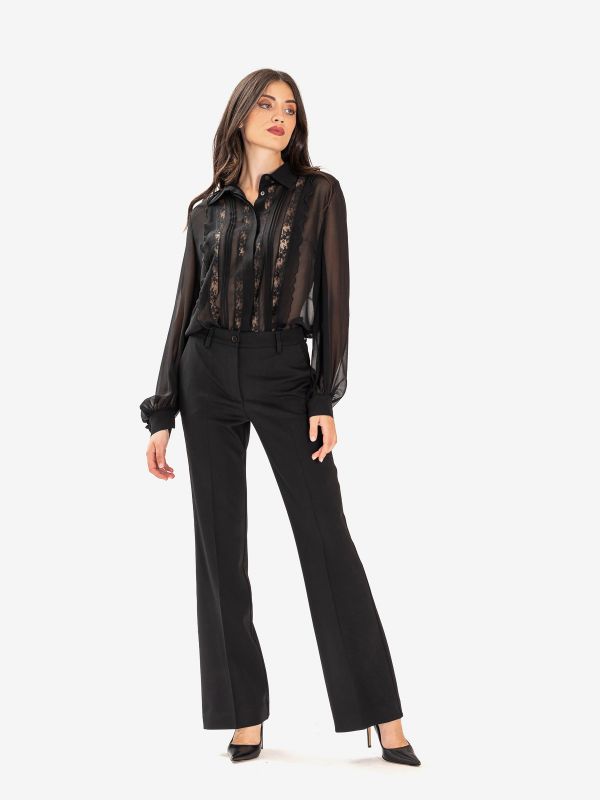 P.A.R.O.S.H. Camicia seta m/l con pizzo Nero P.A.R.O.S.H. Camicia seta m/l con pizzo Nero