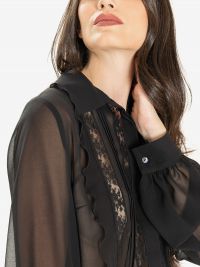P.A.R.O.S.H. Camicia seta m/l con pizzo Nero