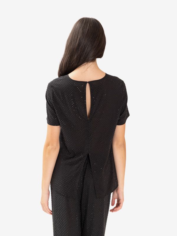 P.A.R.O.S.H. Blusa m/c con strass Nero