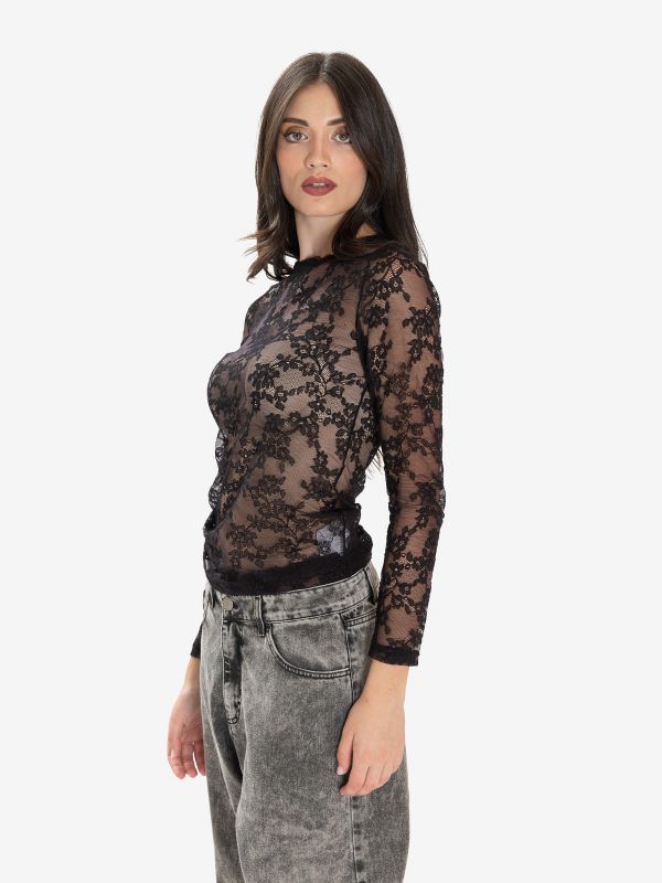 P.A.R.O.S.H. T-Shirt pizzo m/l Nero