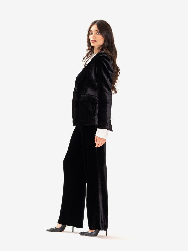 P.A.R.O.S.H. Pantalone palazzo velluto Nero