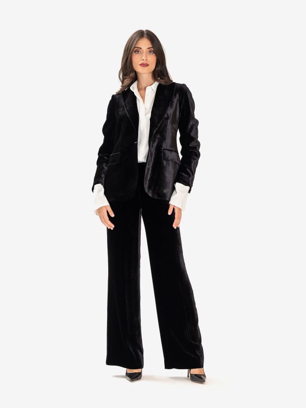 P.A.R.O.S.H. Blazer monopetto velluto Nero