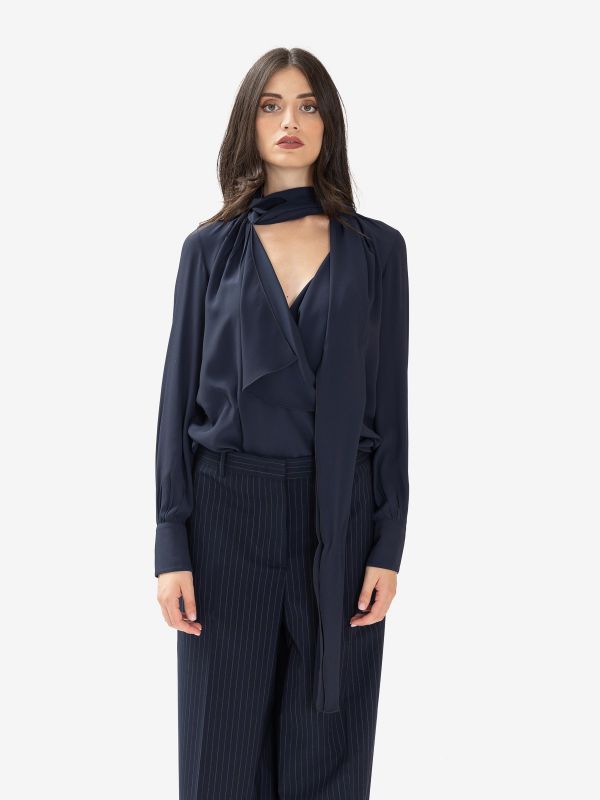 N°21 Camicia seta m/l con rouches Blu N°21 Camicia seta m/l con rouches Blu
