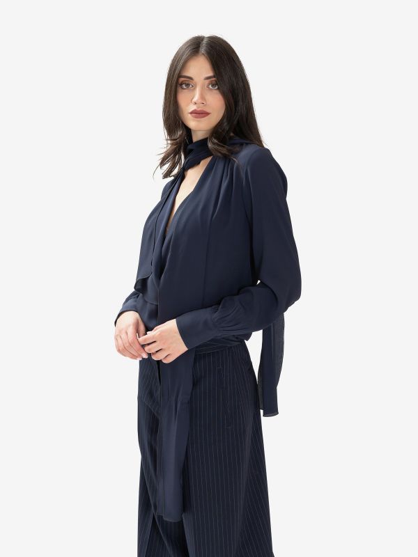 N°21 Camicia seta m/l con rouches Blu N°21 Camicia seta m/l con rouches Blu