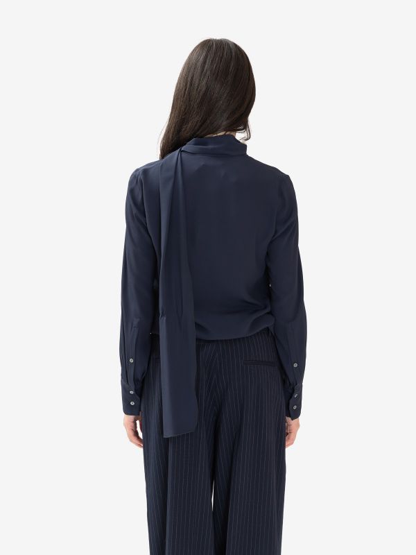 N°21 Camicia seta m/l con rouches Blu