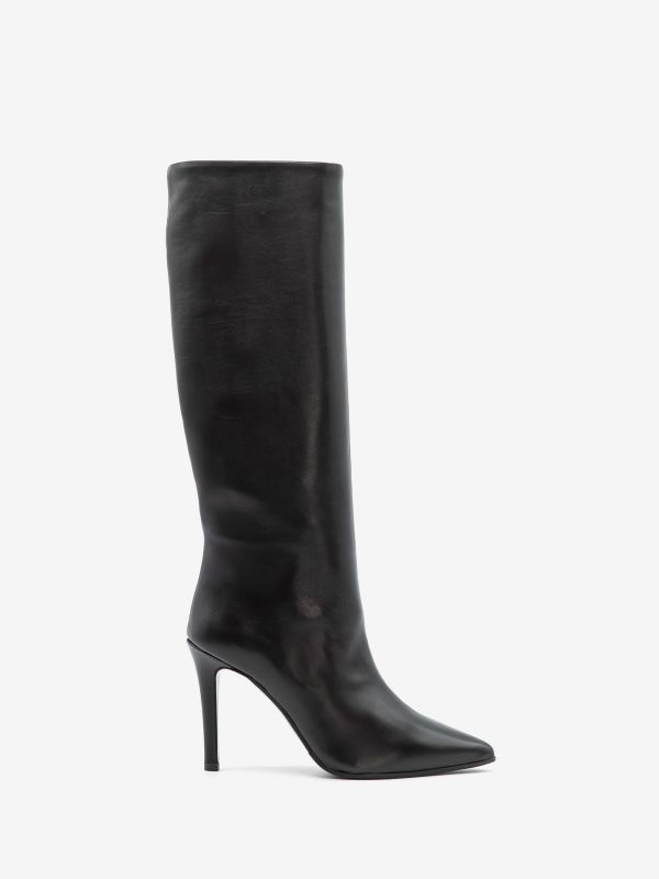 FRANCO RUSSO Stivale tc 9 cm tubolare pelle Nero FRANCO RUSSO Stivale tc 9 cm tubolare pelle Nero
