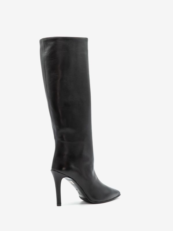 FRANCO RUSSO Stivale tc 9 cm tubolare pelle Nero FRANCO RUSSO Stivale tc 9 cm tubolare pelle Nero