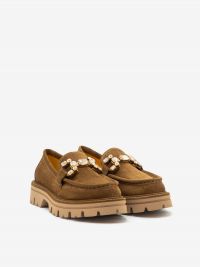 MARA BINI Mocassino fondo gomma + fibbia strass Tabacco