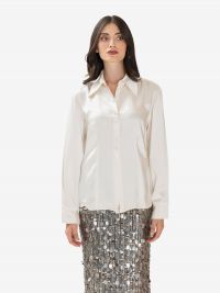 ERIKA CAVALLINI Camicia satin sfiancata Panna