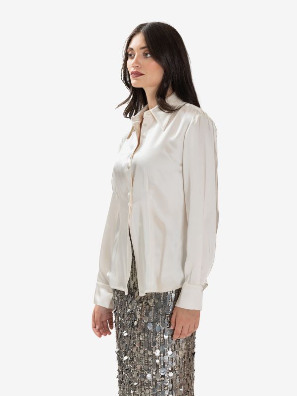 ERIKA CAVALLINI Camicia satin sfiancata Panna ERIKA CAVALLINI Camicia satin sfiancata Panna