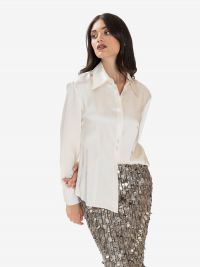 ERIKA CAVALLINI Camicia satin sfiancata Panna