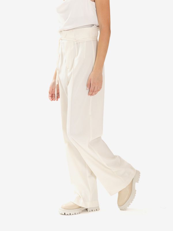 ERIKA CAVALLINI Pantalone cady vita alta palazzo Panna